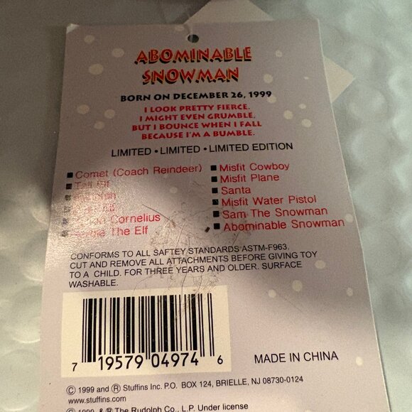 ABOMINABLE SNOWMAN Plush Rudolph Red Nosed Reindeer Misfit Toys Vtg NWT - Picture 5 of 5